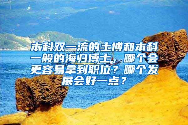 本科双一流的土博和本科一般的海归博士，哪个会更容易拿到职位？哪个发展会好一点？