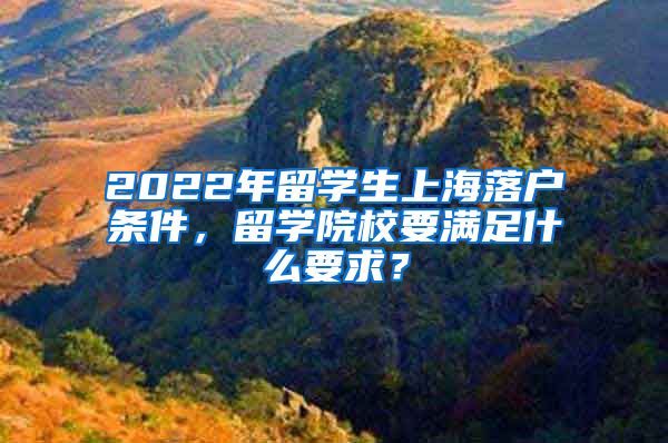 2022年留学生上海落户条件，留学院校要满足什么要求？