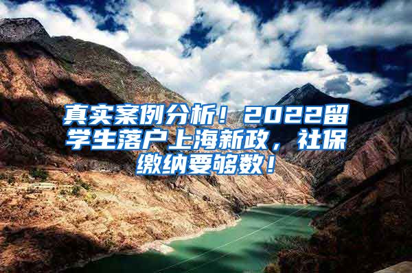 真实案例分析！2022留学生落户上海新政，社保缴纳要够数！