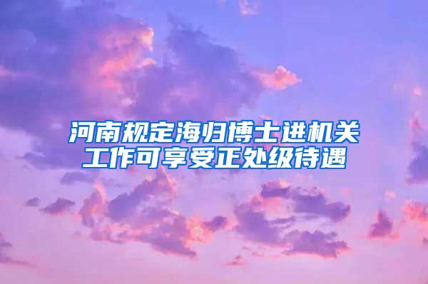 河南规定海归博士进机关工作可享受正处级待遇