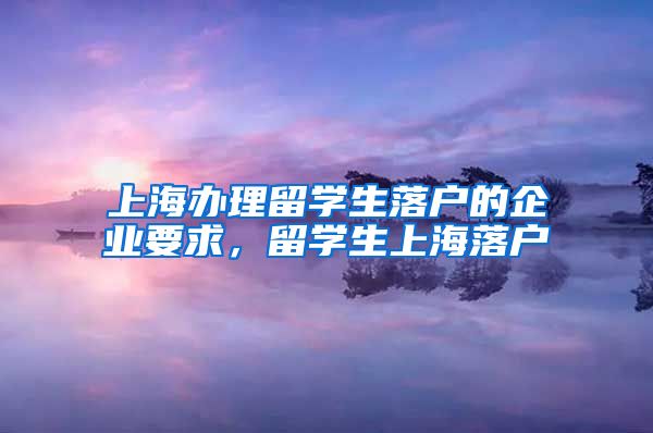 上海办理留学生落户的企业要求，留学生上海落户