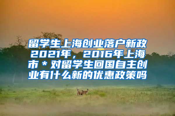 留学生上海创业落户新政2021年，2016年上海市＊对留学生回国自主创业有什么新的优惠政策吗