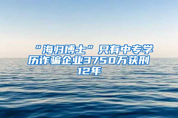 “海归博士”只有中专学历诈骗企业3750万获刑12年