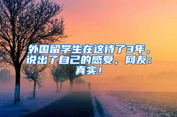 外国留学生在这待了3年，说出了自己的感受，网友：真实！