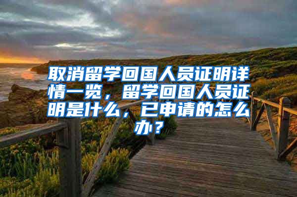 取消留学回国人员证明详情一览，留学回国人员证明是什么，已申请的怎么办？