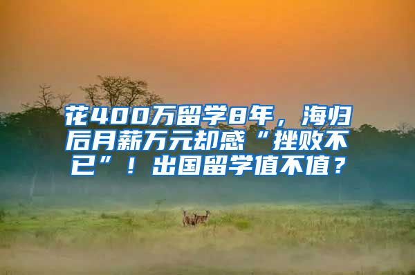 花400万留学8年，海归后月薪万元却感“挫败不已”！出国留学值不值？