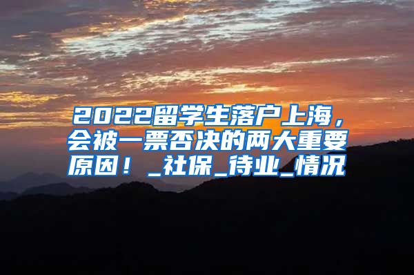 2022留学生落户上海，会被一票否决的两大重要原因！_社保_待业_情况