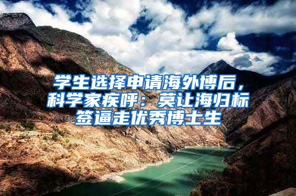 学生选择申请海外博后，科学家疾呼：莫让海归标签逼走优秀博士生