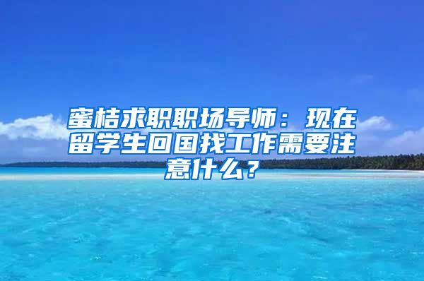 蜜桔求职职场导师：现在留学生回国找工作需要注意什么？