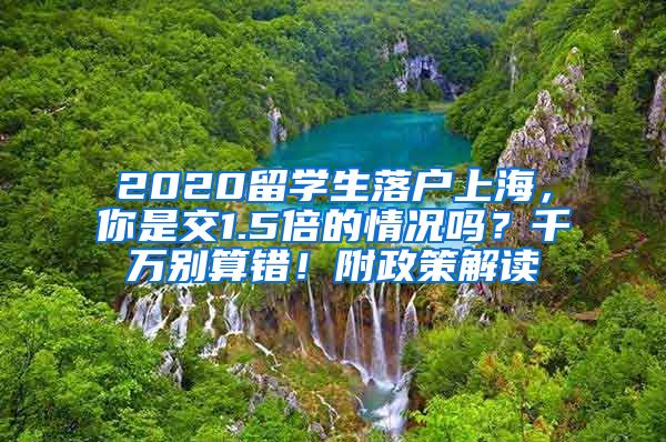 2020留学生落户上海，你是交1.5倍的情况吗？千万别算错！附政策解读