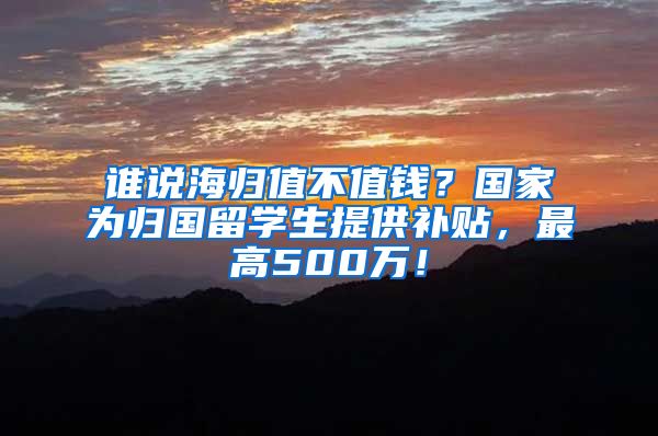 谁说海归值不值钱？国家为归国留学生提供补贴，最高500万！