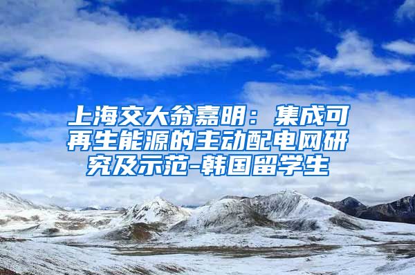 上海交大翁嘉明：集成可再生能源的主动配电网研究及示范-韩国留学生