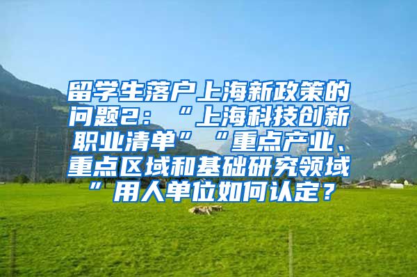 留学生落户上海新政策的问题2：“上海科技创新职业清单”“重点产业、重点区域和基础研究领域”用人单位如何认定？