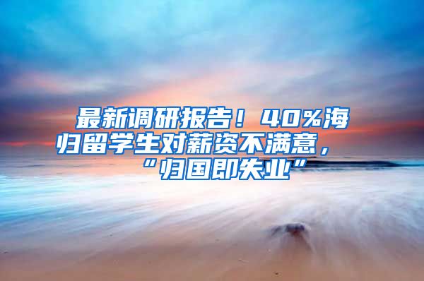 最新调研报告！40%海归留学生对薪资不满意，“归国即失业”