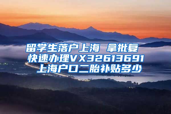 留学生落户上海 拿批复 快速办理VX32613691 上海户口二胎补贴多少