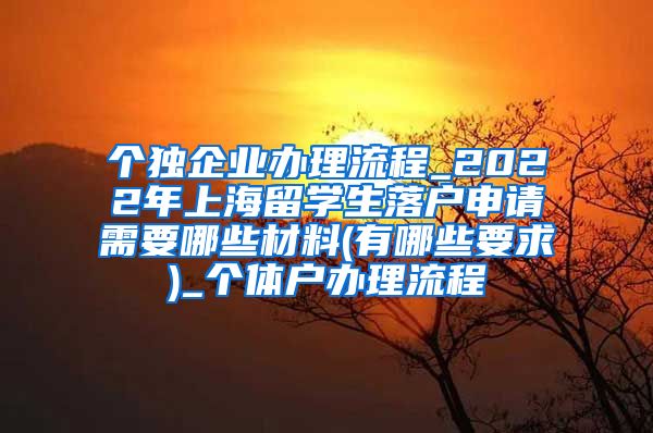 个独企业办理流程_2022年上海留学生落户申请需要哪些材料(有哪些要求)_个体户办理流程