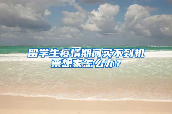 留学生疫情期间买不到机票想家怎么办？