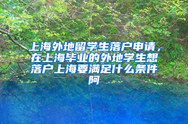 上海外地留学生落户申请，在上海毕业的外地学生想落户上海要满足什么条件阿