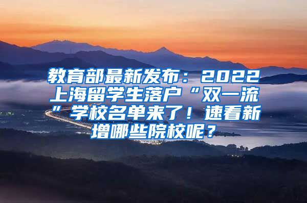 教育部最新发布：2022上海留学生落户“双一流”学校名单来了！速看新增哪些院校呢？